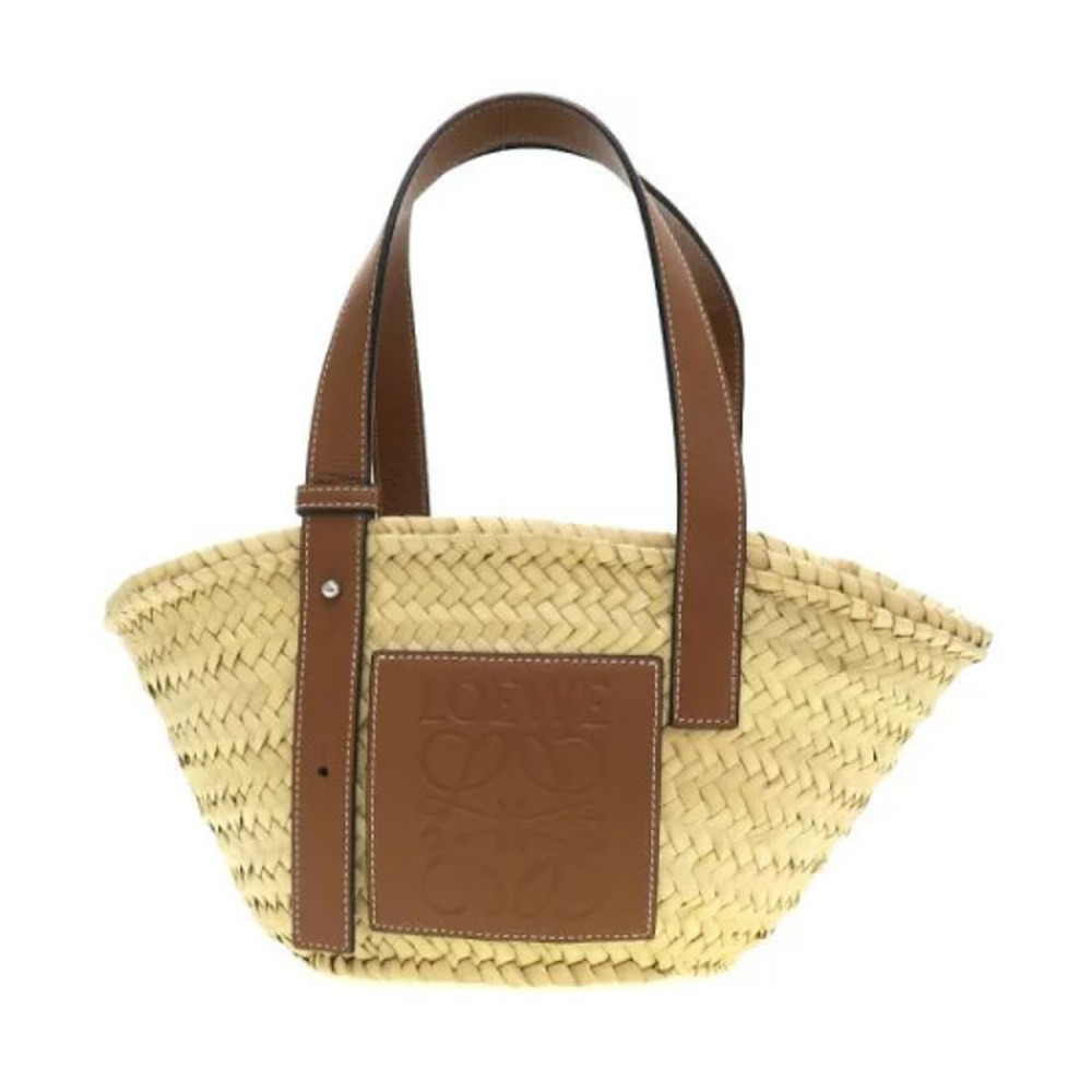 Loewe Leather Basket Tote tan calfskin anagram embossed logo